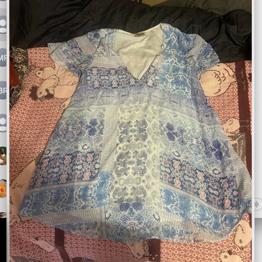 Show Me Your Mumu Blue Bandana / Patchwork Mini Dress
